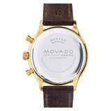 Movado Heritage Chronograph White Black Leather Strap Watch for Men - 3650007