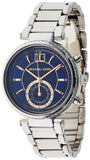 Michael Kors Sawyer Navy Blue Dial Silver Steel Strap Watch for Women - MK6224