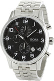 Hugo Boss Aeroliner Black Dial Silver Steel Strap Watch for Men - 1513181