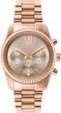 Michael Kors Lexington Chronograph Grey Dial Rose Gold Steel Strap Watch For Women - MK7217