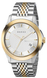 Gucci G Timeless Silver Dial Two Tone Steel Strap Watch For Men - YA126409