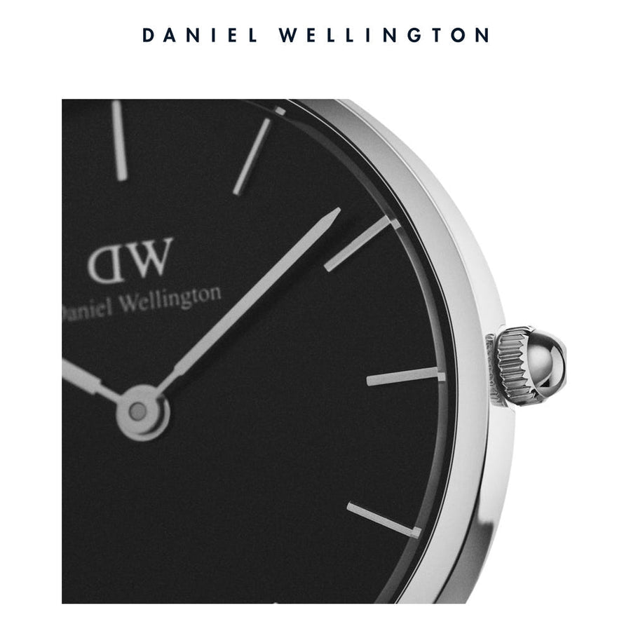 Daniel Wellington Petite Sterling Black Dial Brown Leather Strap Watch For Women - DW00100178