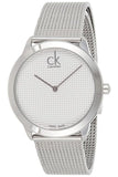 Calvin Klein Minimal White Dial Silver Mesh Bracelet Watch for Men - K3M2112Y