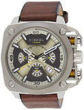 Diesel BAMF Chronograph Beige Dial Brown Leather Strap Watch For Men - DZ7343