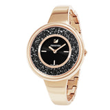 Swarovski Crystalline Pure Black Dial Rose Gold Steel Strap Watch for Women - 5295334