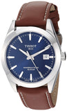 Tissot Gentlemen Powermatic 80 Silicium Blue Dial Brown Leather Strap Watch For Men - T127.407.16.041.00