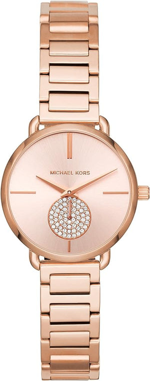 Michael Kors Portia Analog Quartz Rose Gold Dial Rose Gold Steel Strap Watch For Women - MK3839