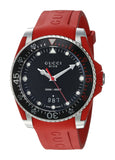 Gucci Dive Quartz Black Dial Red Rubber Strap Watch For Men - YA136309