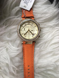 Michael Kors Parker Champagne Dial Orange Leather Strap Watch for Women - MK2279