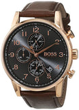 Hugo Boss Navigator Grey Dial Brown Leather Strap Watch for Men - 1513496