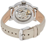 Fossil Boyfriend Automatic Skeleton Silver Dial White Leather Strap Watch for Women - ME3069