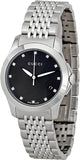 Gucci G Timeless Diamonds Black Dial Silver Steel Strap Watch For Men - YA126405