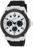 Guess Legacy White Dial Black Rubber Strap Watch For Men - W1049G3