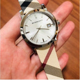 Burberry The City White Dial Brown Leather Strap Watch for Women - BU9113