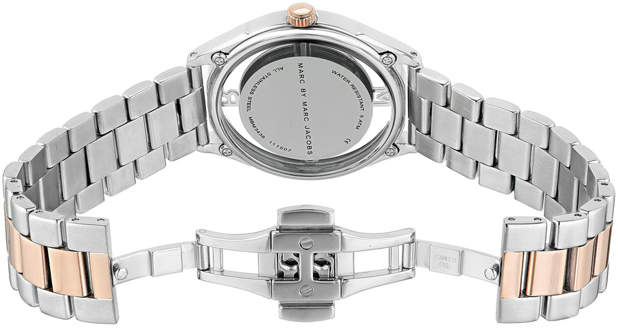 Marc Jacobs Tether Transparent White Dial Two Tone Steel Strap Watch for Women - MBM3436