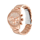 Michael Kors Ritz Chronograph Rose Gold Dial Rose Gold Steel Strap Watch For Women - MK7302