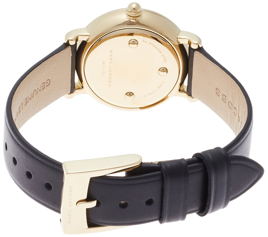Marc Jacobs Roxy White Dial Black Leather Strap Watch for Women - MJ1537
