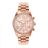 Michael Kors Lexington Chronograph Rose Gold Dial Rose Gold Steel Strap Watch for Women - MK7242