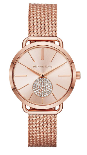 Michael Kors Portia Rose Gold Dial Rose Gold Mesh Bracelet Watch for Women - MK3845