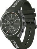 Hugo Boss Velocity Chronograph Green Dial Green Rubber Strap Watch For Men - 1514060