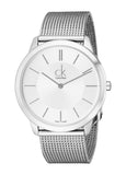 Calvin Klein Minimal Silver Dial Silver Mesh Bracelet Watch for Men - K3M21126