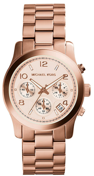 Michael Kors Runway Rose Gold Dial Rose Gold Steel Strap Watch for Women - MK5128