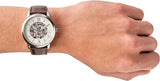 Fossil Neutra Automatic Skeleton White Dial Brown Leather Strap Watch for Men - ME3184