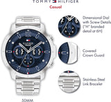 Tommy Hilfiger Luca Chronograph Blue Dial Silver Steel Strap Watch For Men - 1710492