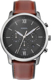 Fossil Neutra Chronograph Grey Dial Brown Leather Strap Watch for Men - FS5512