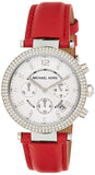 Michael Kors Parker Silver Dial Red Leather Strap Watch for Women - MK2278