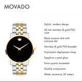 Movado Museum Classic Black Dial Two Tone Steel Strap Watch for Men - 0607200