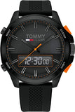 Tommy Hilfiger Jeans Analog Black Dial Black Silicone Strap Watch For Men - 1791763