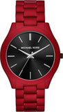 Michael Kors Slim Runway Quartz Black Dial Red Steel Strap Watch for Men - MK8712