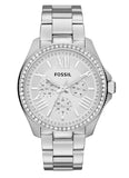 Fossil Cecile Chronograph Silver Dial Silver Steel Strap Watch for Women - AM4481