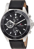 Tommy Hilfiger Larson Chronograph Black Dial Black Leather Strap Watch For Men - 1791984