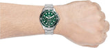 Fossil FB-03 Chronograph Green Dial Silver Steel Strap Watch for Men - FS5726