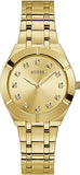 Guess Crystalline Diamonds Gold Dial Gold Steel Strap Watch for Women - GW0114L2