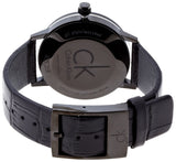 Calvin Klein Post Minimal Black Dial Black Leather Strap Watch for Men - K7621401