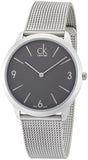 Calvin Klein Minimal Grey Dial Silver Mesh Bracelet Watch for Men - K3M51154