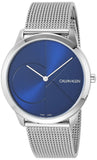 Calvin Klein Minimal Blue Dial Silver Mesh Bracelet Watch for Men - K3M2112N