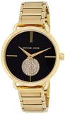 Michael Kors Portia Black Dial Gold Steel Strap Watch for Women - MK3788