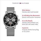 Tommy Hilfiger Chronograph Black Dial Silver Mesh Bracelet Watch for Men - 1791292