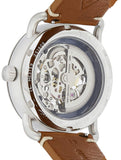 Fossil Commuter Automatic Skeleton Blue Dial Brown Leather Strap Watch for Men - ME3159