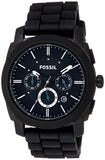 Fossil Machine Chronograph Black Dial Black Silicone Strap Watch for Men - FS4487