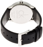 Calvin Klein Minimal Silver Dial Black Leather Strap Watch for Women - K3M221C6