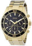 Guess Chaser Chronograph Black Dial Gold Steel Strap Watch for Men - W0170G2