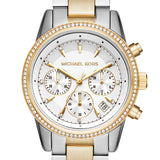 Michael Kors Ritz White Dial Two Tone Steel Strap Watch for Women - MK6474