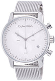 Calvin Klein City Chronograph White Dial Silver Mesh Bracelet Watch for Men - K2G27126