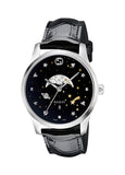 Gucci G-Timeless Moonphase Black Dial Black Leather Strap Watch For Men - YA126327