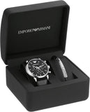 Emporio Armani Dress Analog Black Dial Black Leather Strap Watch For Men - AR8029